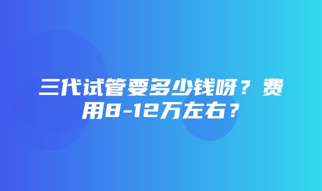 三代试管要多少钱呀？费用8-12万左右？