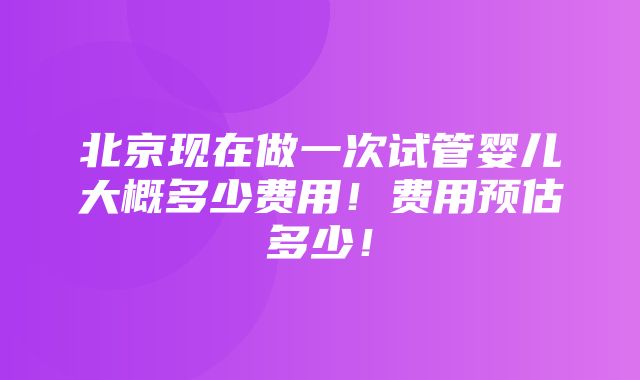 北京现在做一次试管婴儿大概多少费用！费用预估多少！