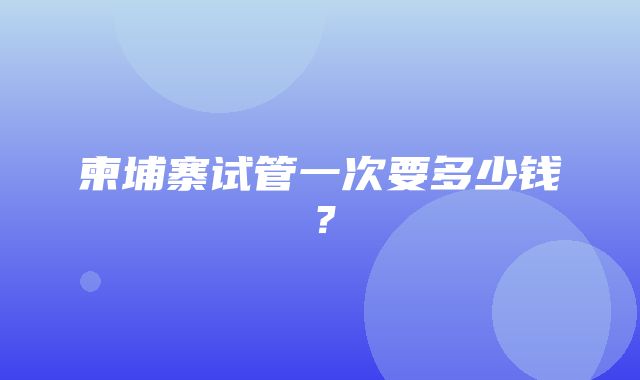 柬埔寨试管一次要多少钱？