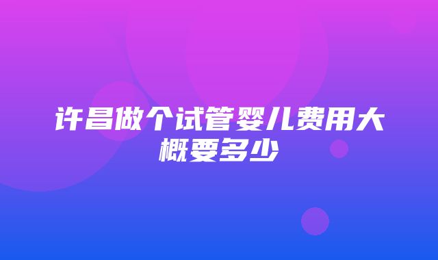 许昌做个试管婴儿费用大概要多少