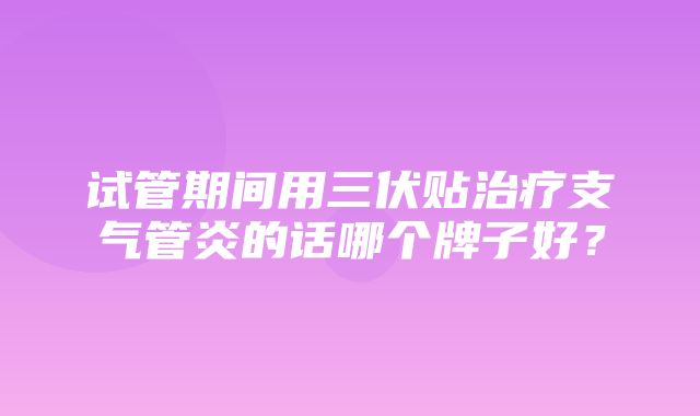 试管期间用三伏贴治疗支气管炎的话哪个牌子好？