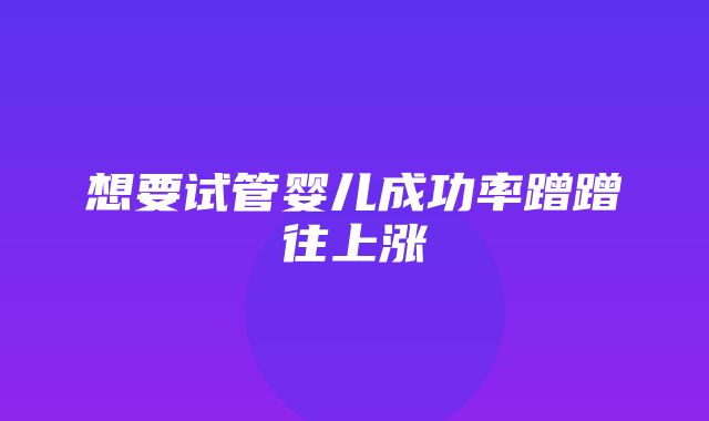 想要试管婴儿成功率蹭蹭往上涨