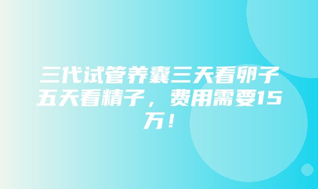 三代试管养囊三天看卵子五天看精子，费用需要15万！