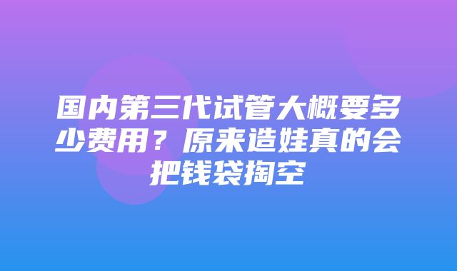 国内第三代试管大概要多少费用？原来造娃真的会把钱袋掏空