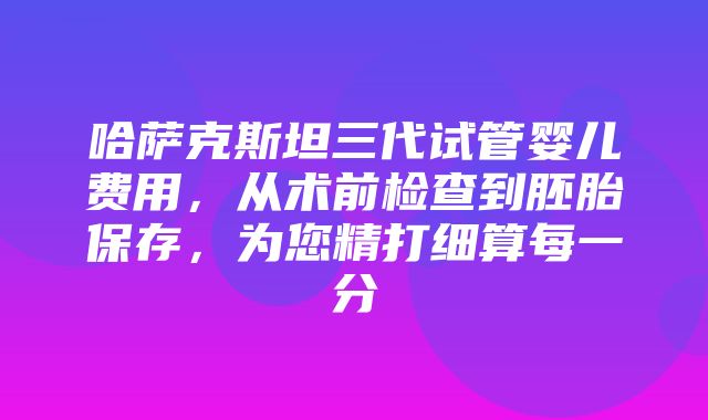 哈萨克斯坦三代试管婴儿费用，从术前检查到胚胎保存，为您精打细算每一分