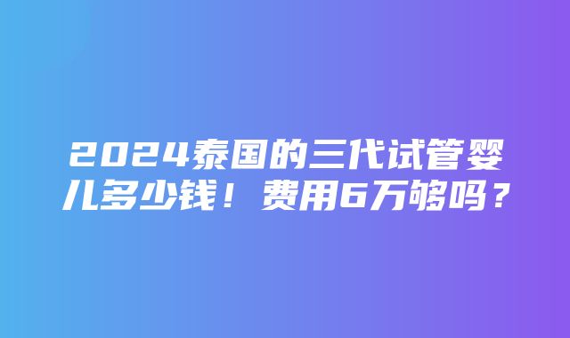 2024泰国的三代试管婴儿多少钱！费用6万够吗？