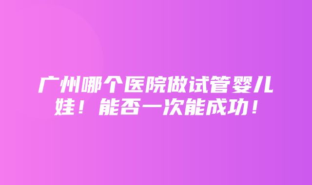 广州哪个医院做试管婴儿娃！能否一次能成功！