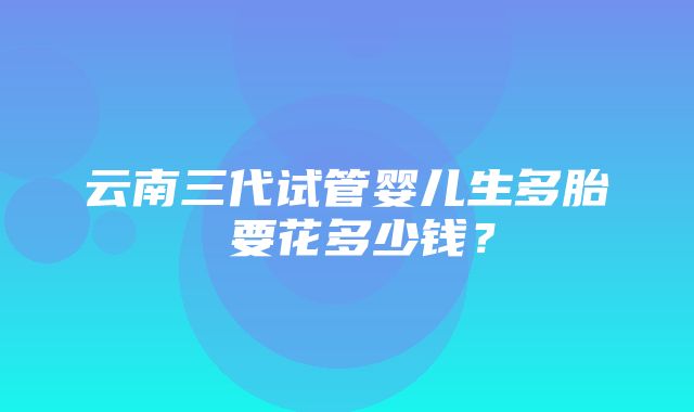 云南三代试管婴儿生多胎 要花多少钱？