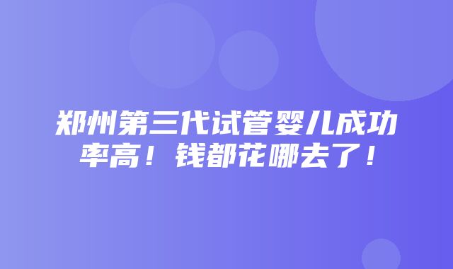 郑州第三代试管婴儿成功率高！钱都花哪去了！