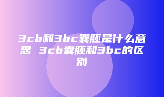 3cb和3bc囊胚是什么意思 3cb囊胚和3bc的区别