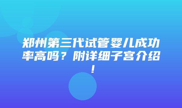 郑州第三代试管婴儿成功率高吗？附详细子宫介绍！