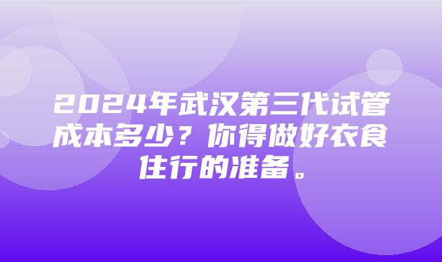 2024年武汉第三代试管成本多少？你得做好衣食住行的准备。