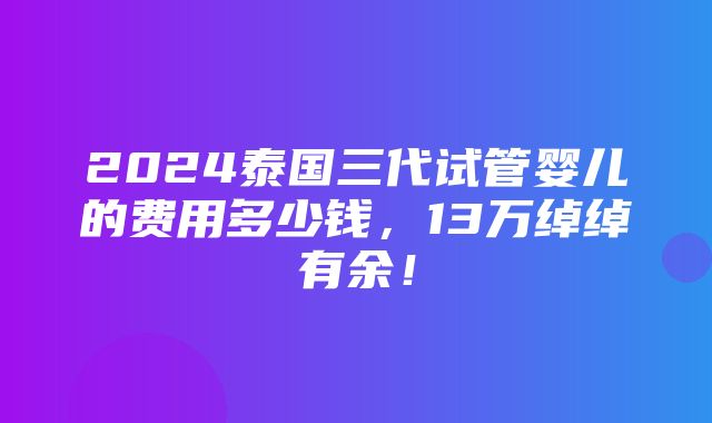 2024泰国三代试管婴儿的费用多少钱，13万绰绰有余！