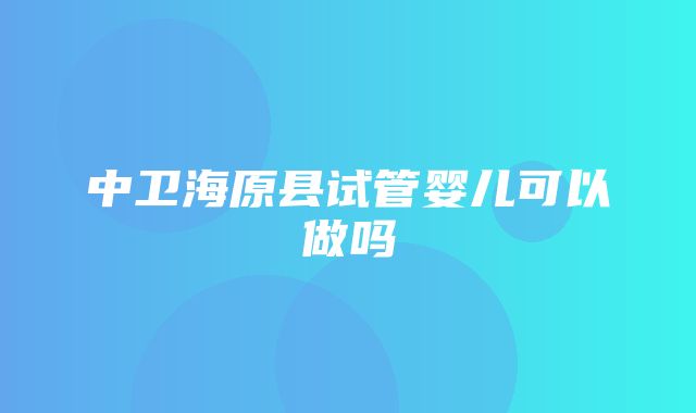 中卫海原县试管婴儿可以做吗