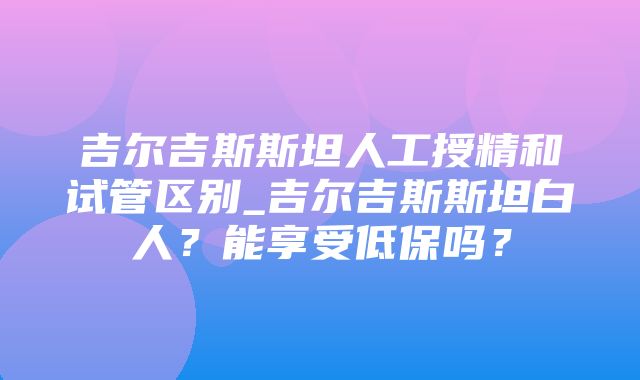 吉尔吉斯斯坦人工授精和试管区别_吉尔吉斯斯坦白人？能享受低保吗？