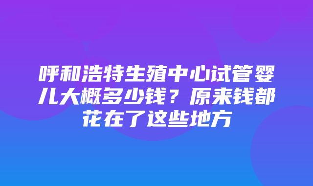 呼和浩特生殖中心试管婴儿大概多少钱？原来钱都花在了这些地方