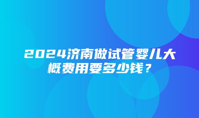 2024济南做试管婴儿大概费用要多少钱？