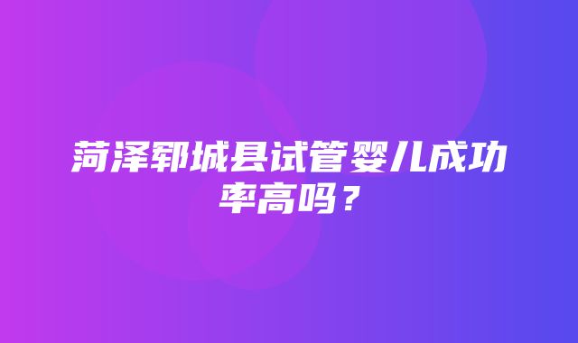 菏泽郓城县试管婴儿成功率高吗？