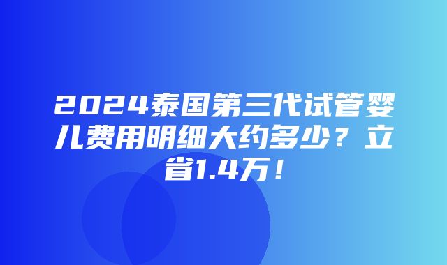 2024泰国第三代试管婴儿费用明细大约多少？立省1.4万！