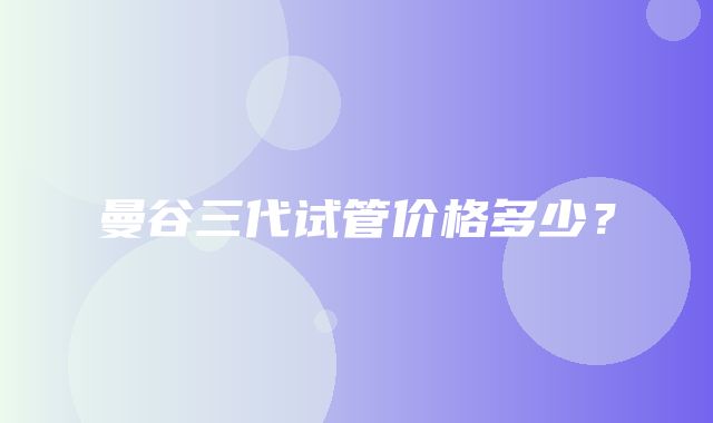 曼谷三代试管价格多少？