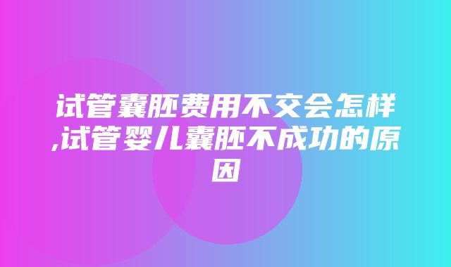 试管囊胚费用不交会怎样,试管婴儿囊胚不成功的原因