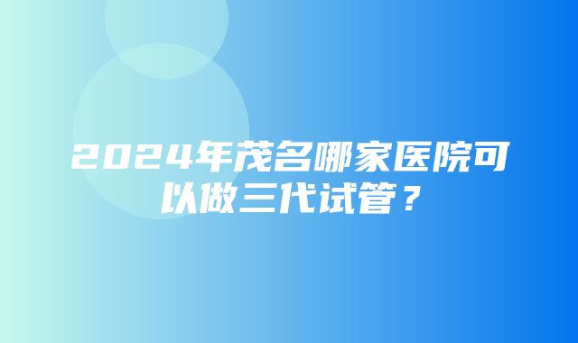 2024年茂名哪家医院可以做三代试管？