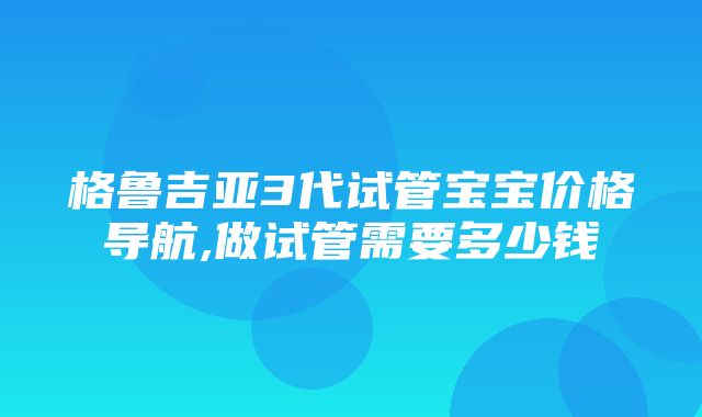 格鲁吉亚3代试管宝宝价格导航,做试管需要多少钱