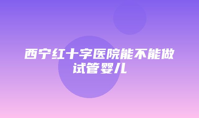 西宁红十字医院能不能做试管婴儿