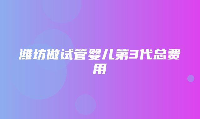 潍坊做试管婴儿第3代总费用