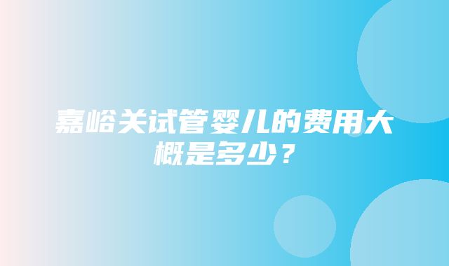 嘉峪关试管婴儿的费用大概是多少？