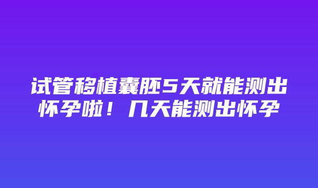 试管移植囊胚5天就能测出怀孕啦！几天能测出怀孕