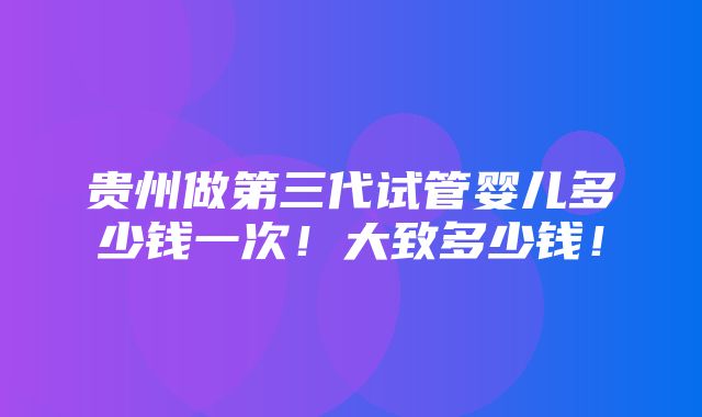 贵州做第三代试管婴儿多少钱一次！大致多少钱！