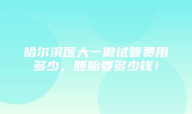 哈尔滨医大一做试管费用多少，胚胎要多少钱！