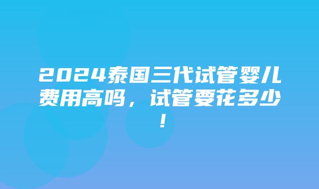 2024泰国三代试管婴儿费用高吗，试管要花多少！