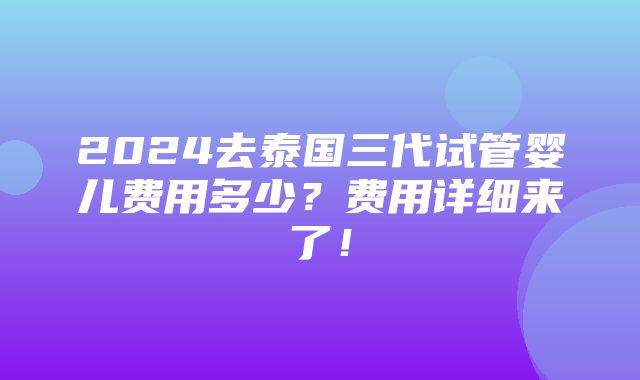 2024去泰国三代试管婴儿费用多少？费用详细来了！