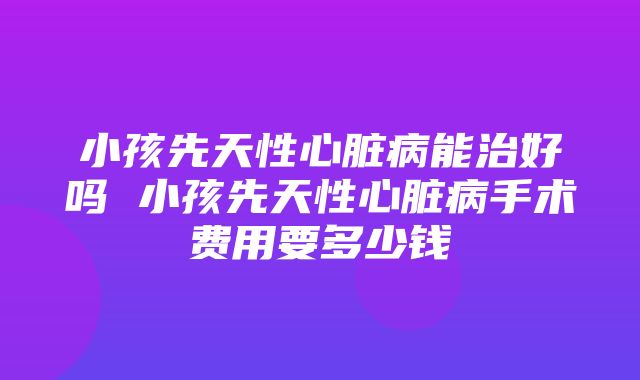 小孩先天性心脏病能治好吗 小孩先天性心脏病手术费用要多少钱