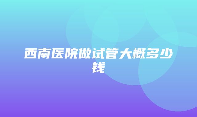 西南医院做试管大概多少钱