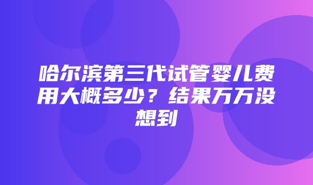 哈尔滨第三代试管婴儿费用大概多少？结果万万没想到