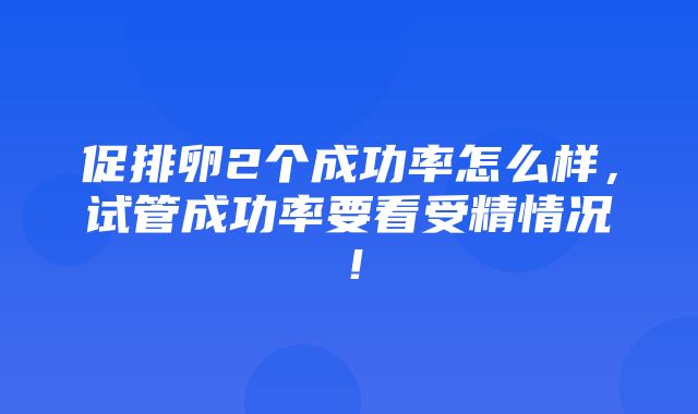 促排卵2个成功率怎么样，试管成功率要看受精情况！