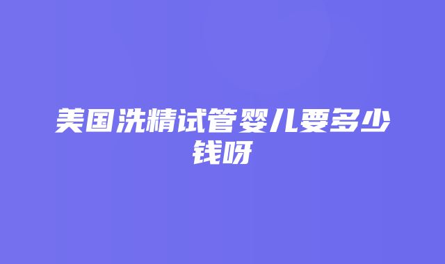 美国洗精试管婴儿要多少钱呀