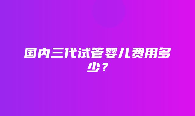 国内三代试管婴儿费用多少？