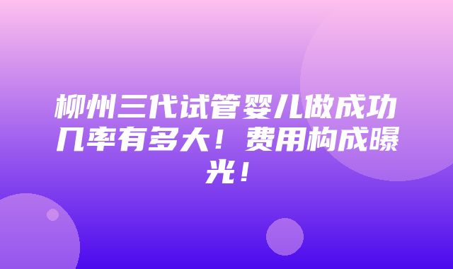 柳州三代试管婴儿做成功几率有多大！费用构成曝光！