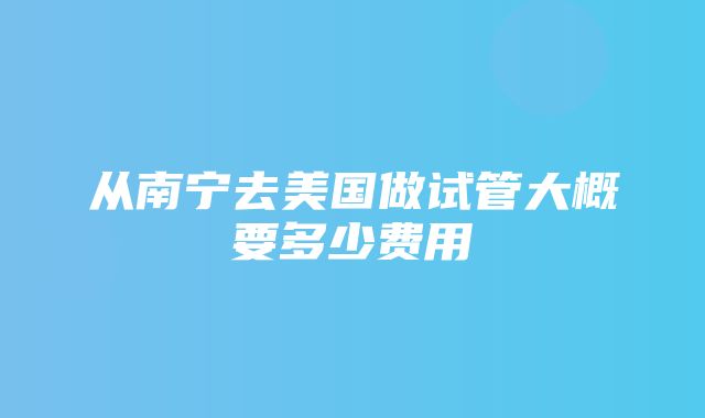 从南宁去美国做试管大概要多少费用