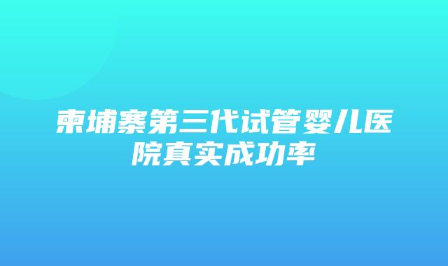 柬埔寨第三代试管婴儿医院真实成功率