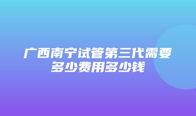 广西南宁试管第三代需要多少费用多少钱