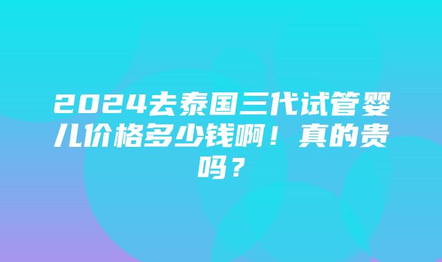 2024去泰国三代试管婴儿价格多少钱啊！真的贵吗？