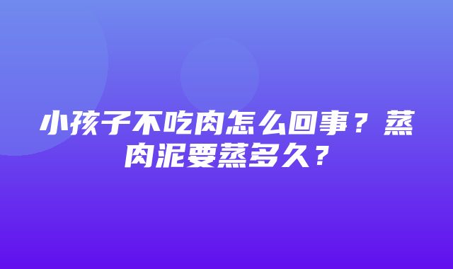 小孩子不吃肉怎么回事？蒸肉泥要蒸多久？