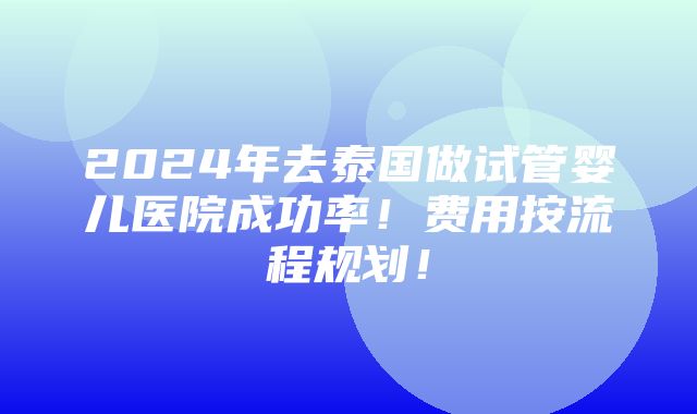 2024年去泰国做试管婴儿医院成功率！费用按流程规划！