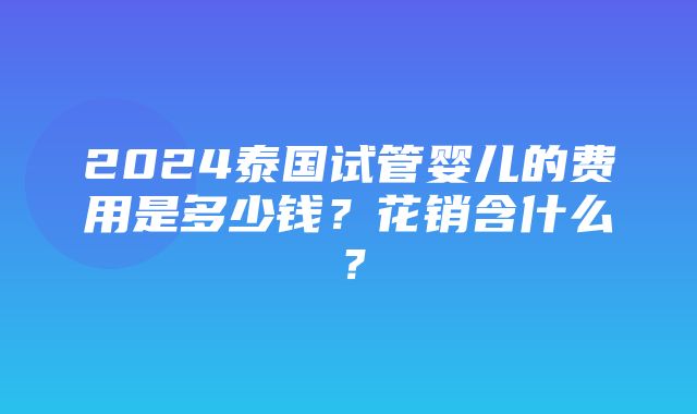 2024泰国试管婴儿的费用是多少钱？花销含什么？