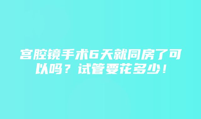 宫腔镜手术6天就同房了可以吗？试管要花多少！